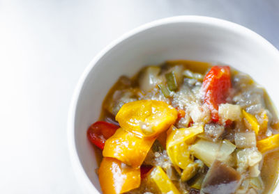 High angle view of food in bowl