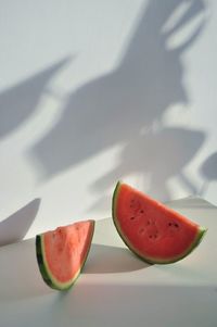 High angle view of watermelon on table