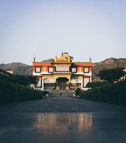 View of temple building against clear sky