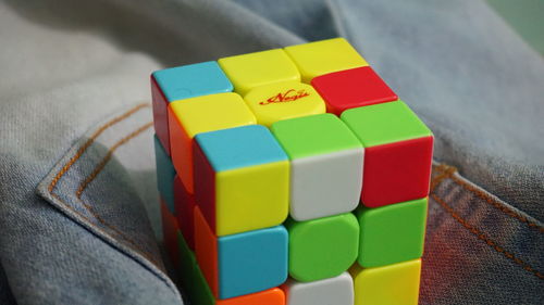 High angle view of multi colored toy on table