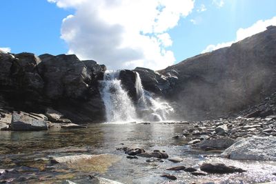 Scenic view of waterfall