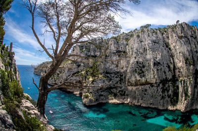 Scenic view of river flowing amidst mountains at cassis