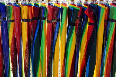 Full frame shot of colorful umbrellas for sale at street market