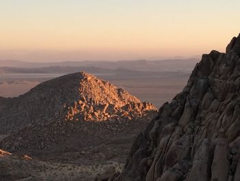 Panoramic view of mountains against clear sky