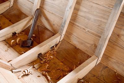 High angle view of hardwood floor at home