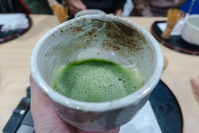 Close-up of hand holding drink