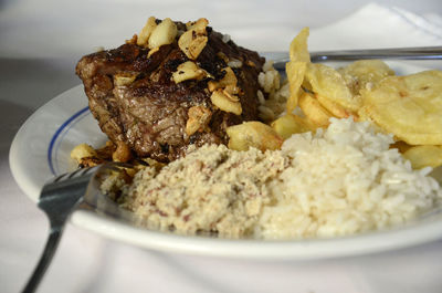 Close-up of fillet aranha served in plate on table