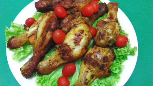 Close-up of salad served in plate