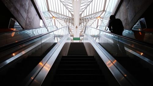 Low angle view of escalator at subway station