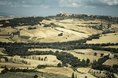 Scenic view of typical landscape in tuscany italy
