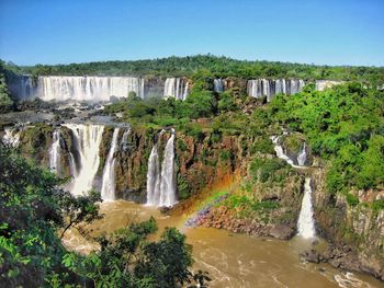 Scenic view of waterfall