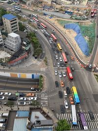 High angle view of traffic on city street