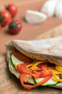 Close-up of food on table