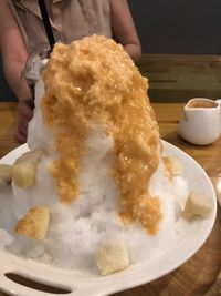 Close-up of ice cream on table
