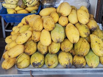 High angle view of fruits for sale at market stall