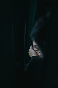 Young man in train