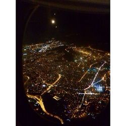 Aerial view of city at night