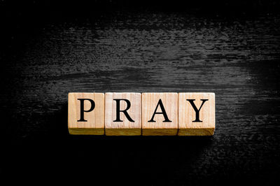 Close-up of text on black background
