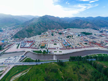 High angle view of townscape