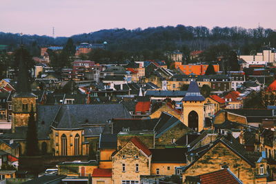 High angle view of townscape against sky