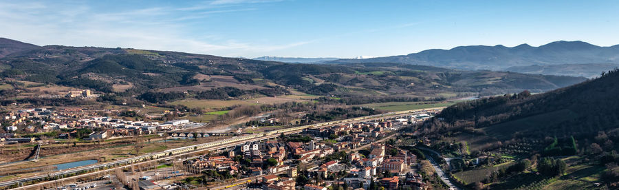 High angle view of townscape against sky