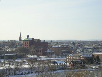 Residential buildings in winter