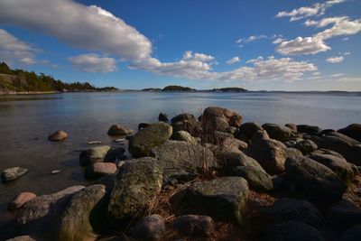 Scenic view of beach against sky