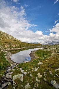 Scenic view of lake against sky