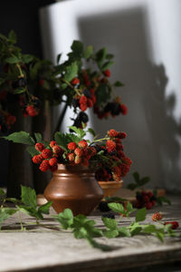 Close-up of christmas decorations on table