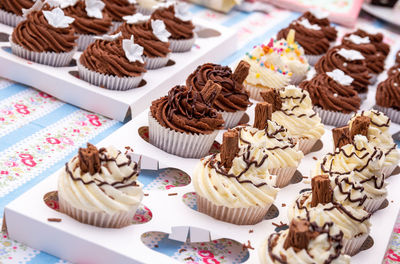 High angle view of cake on table