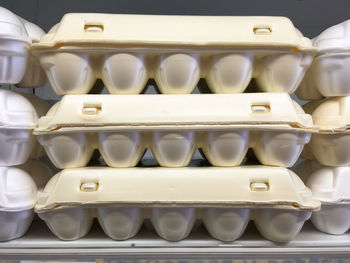 Full frame shot of eggs in container