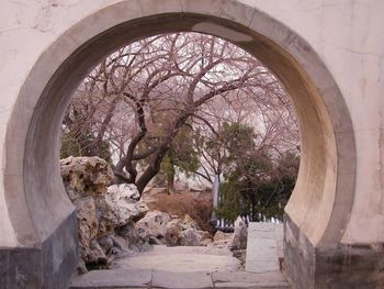 Arch bridge leading to archway