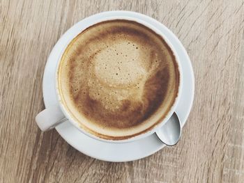 High angle view of coffee on table