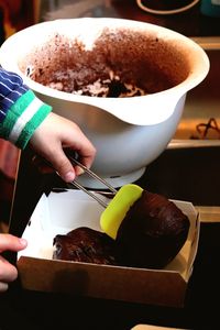 Child makes brownie