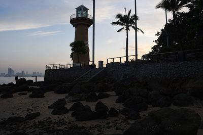 Scenic view of sea against sky at sunset