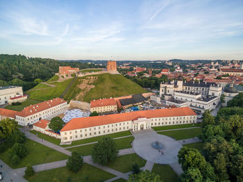 Vilnius old town and river neris, gediminas castle and old arsenal, hill of three crosses,