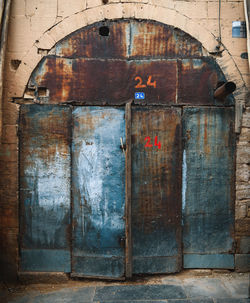 Closed door of old building