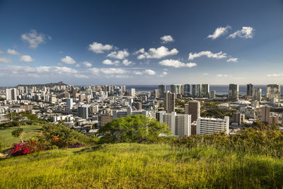 Buildings in city against sky