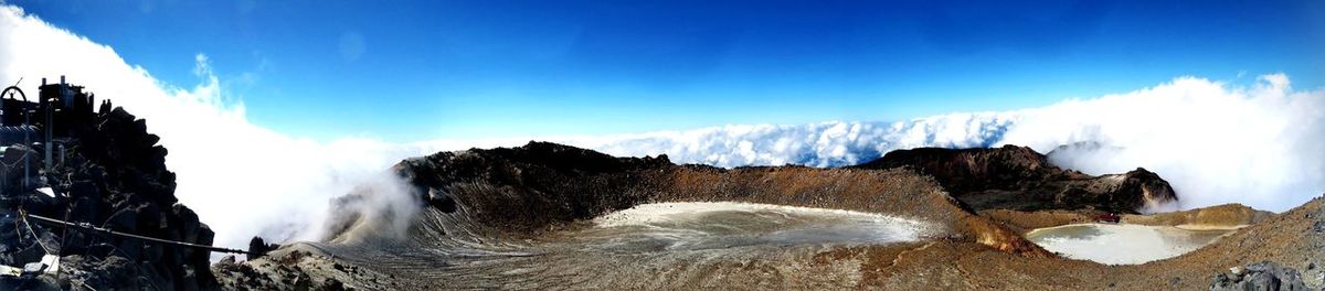 Panoramic shot of waterfall against sky