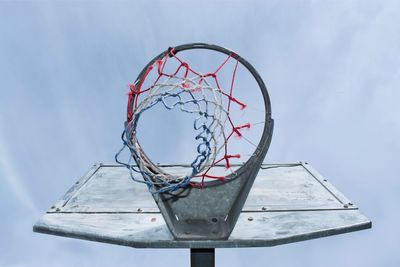 Low angle view of basketball hoop against sky