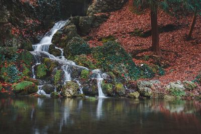 Scenic view of waterfall in monza city park