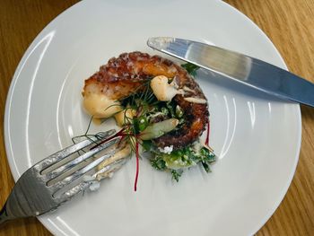 High angle view of meal served in plate