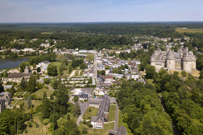 High angle view of buildings in city