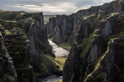 Fjaðrárgljúfur canyon with a magic light