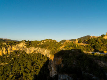 Scenic view of landscape against clear blue sky