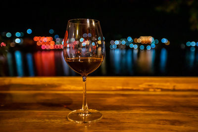 Close-up of wine glass on table