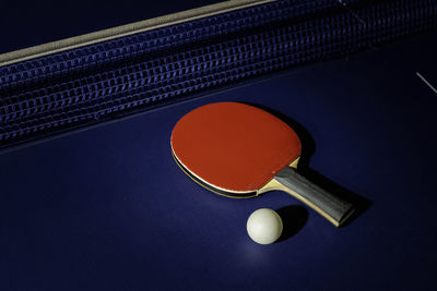 High angle view of equipment on table