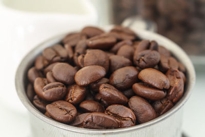 Close-up of coffee beans in bowl