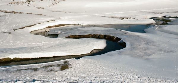 Scenic view of snow covered land