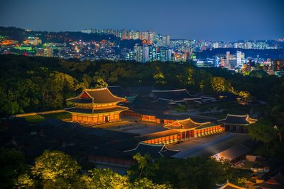 Illuminated city at night